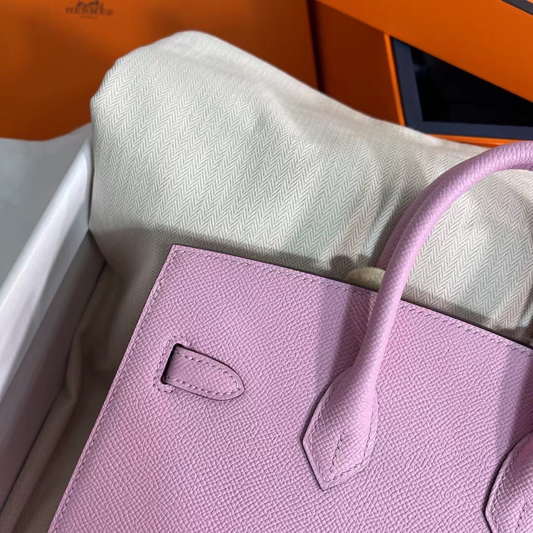 Hermes Birkin 25CM Epsom Leather Handbag Pink Purple 